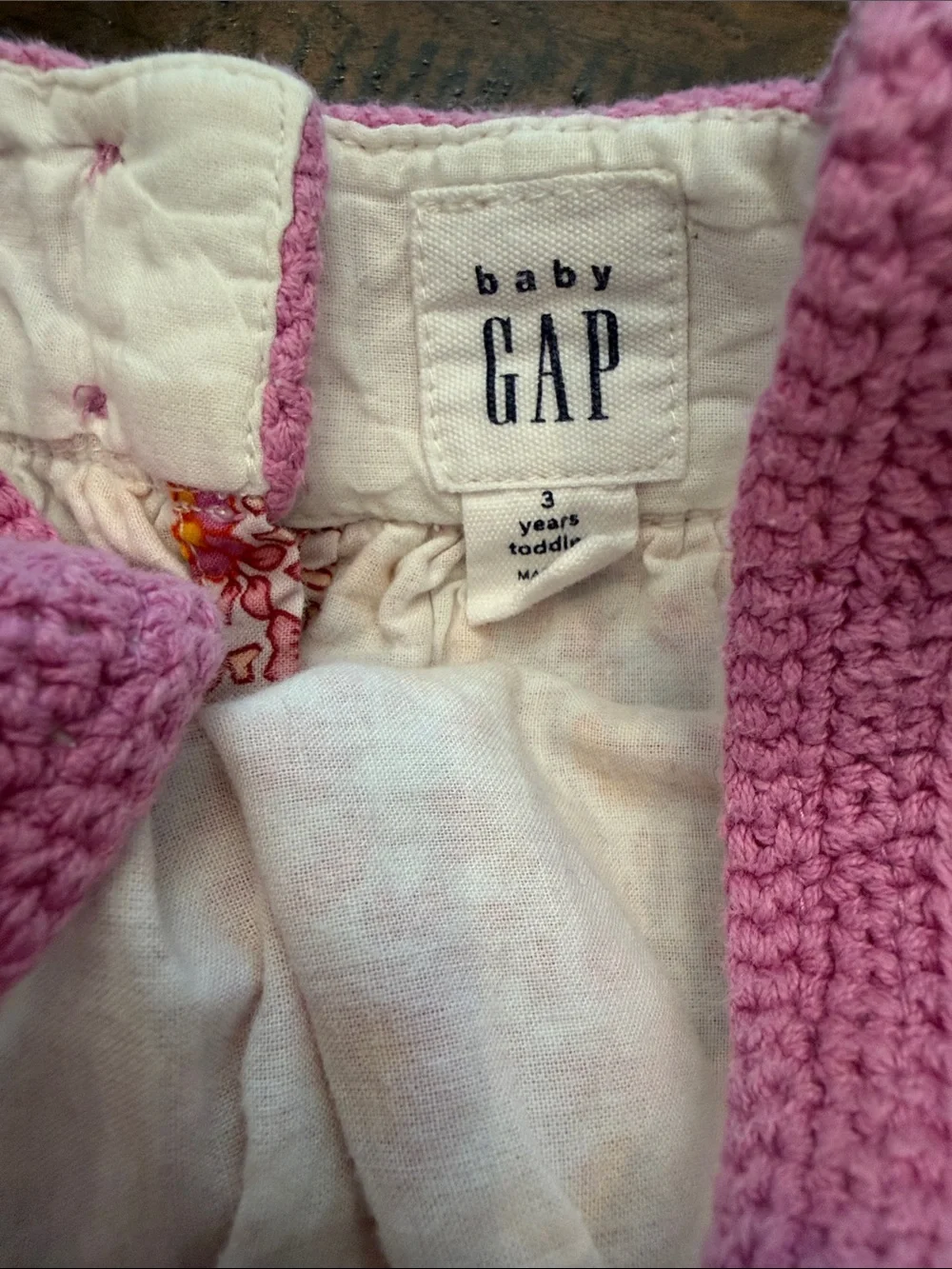 baby GAP Pink Crochet Trim Floral Dress size 3T